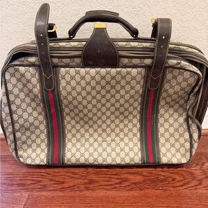 Vintage Gucci Web Brown Monogram Luggage